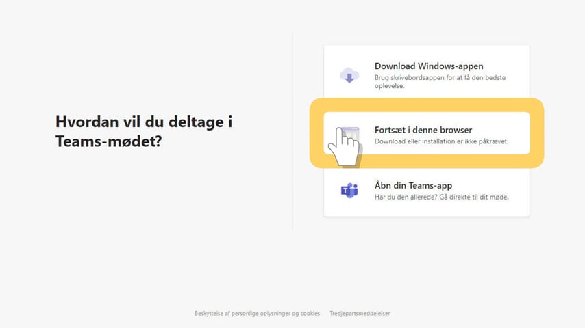 Hvordan vil du deltage i teams møde